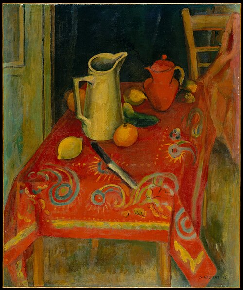 The Red Tablecloth, 1915, Samuel Halpert