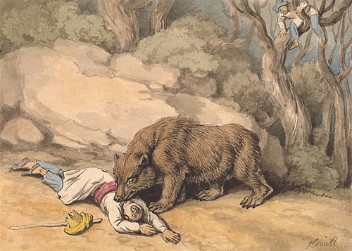 A Bear Attacking a Fallen Indian, , William-Samuel Howitt