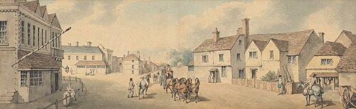 A Coach and Four Passing Through Chippenham, Wiltshire, , Samuel Howitt
