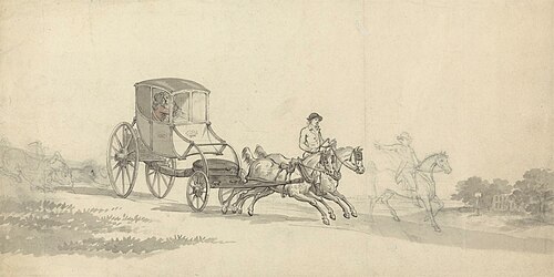 A Chaise and Pair, With Post-Boy, , Samuel Howitt