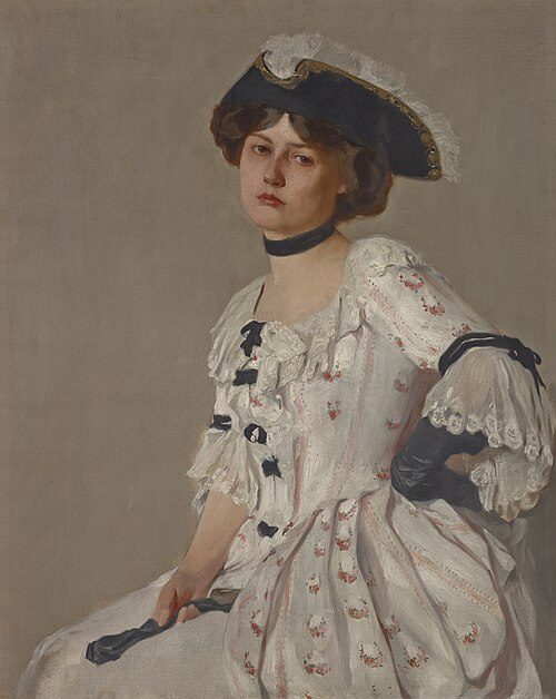 Girl in White with Hat, , Samuel Isham