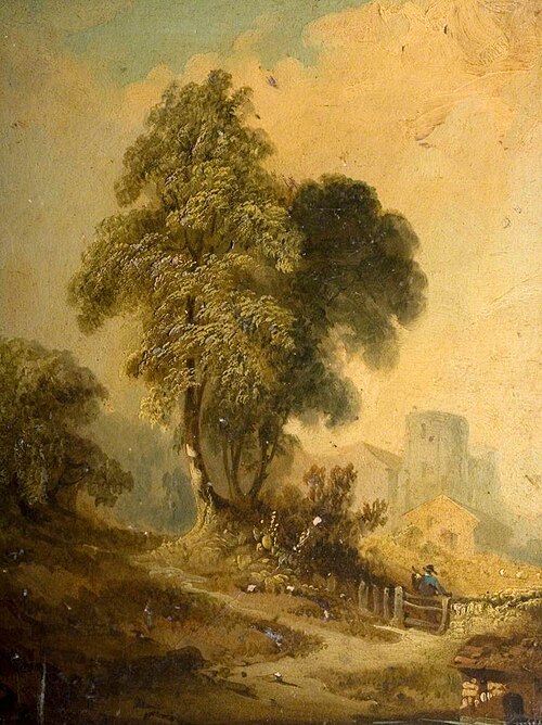 Rural Scene with Buildings and Trees, , Samuel Lines