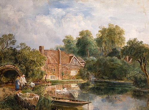 Charlton Mill, Hitchin, with Miller Edward Burr, 1845, Samuel Lucas