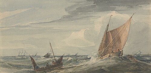 Ships on a Stormy Sea, 1836, Samuel Owen