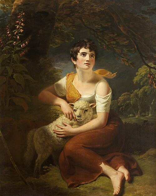 A Shepherdess with a Lamb in a Storm, 1812, Samuel Woodforde