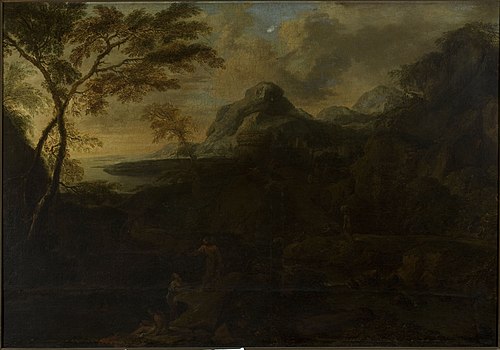 Landscape with figures at the lakeside, , Gaspard Dughet
