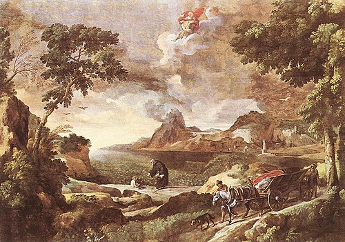 Landscape with St Augustine and the Mystery, 1651, Gaspard Dughet