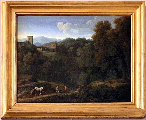 Paesaggio con edificio fortificato e pastori, 1672, Gaspard Dughet