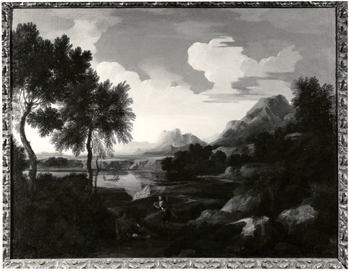 Paysage avec des chasseurs, des montagnes et un lac, , Gaspard Dughet