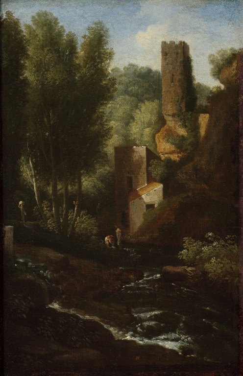 A classical landscape with cascade, , Gaspard Dughet