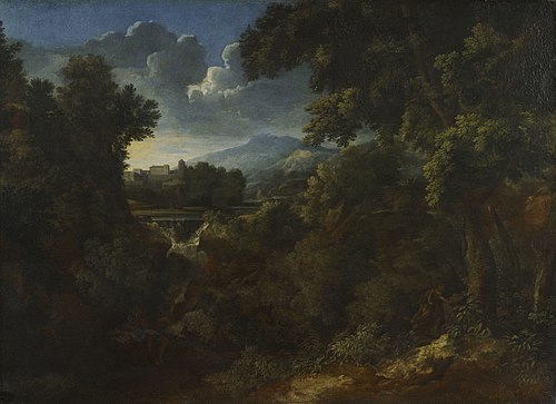 Landscape with Figures Beside a Waterfall, 1653, Gaspard Dughet
