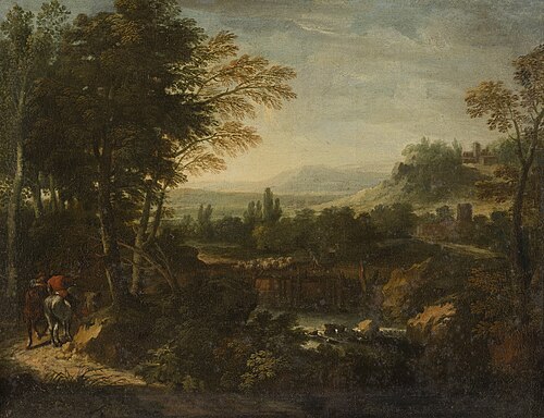 landscape with two riders, 1654, Gaspard Dughet