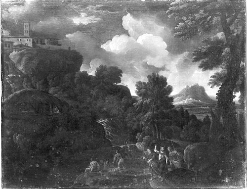 Landschaft mit Christus und den Emmaus-Jüngern (Umkreis), 1645, Gaspard Dughet