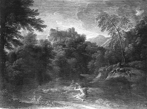 Klassische Landschaft mit vier ruhenden Figuren (Umkreis), 1645, Gaspard Dughet