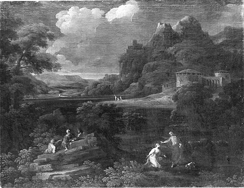 Landschaft mit Christus und Maria Magdalena (Noli me tangere) (Umkreis), 1645, Gaspard Dughet