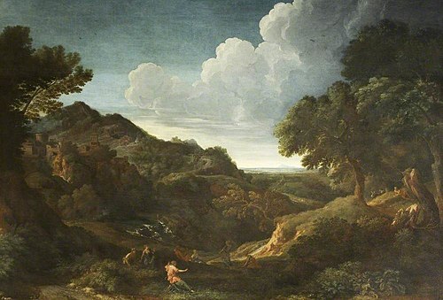Mountainous Landscape with, possibly, Eurydice, 1658, Gaspard Dughet