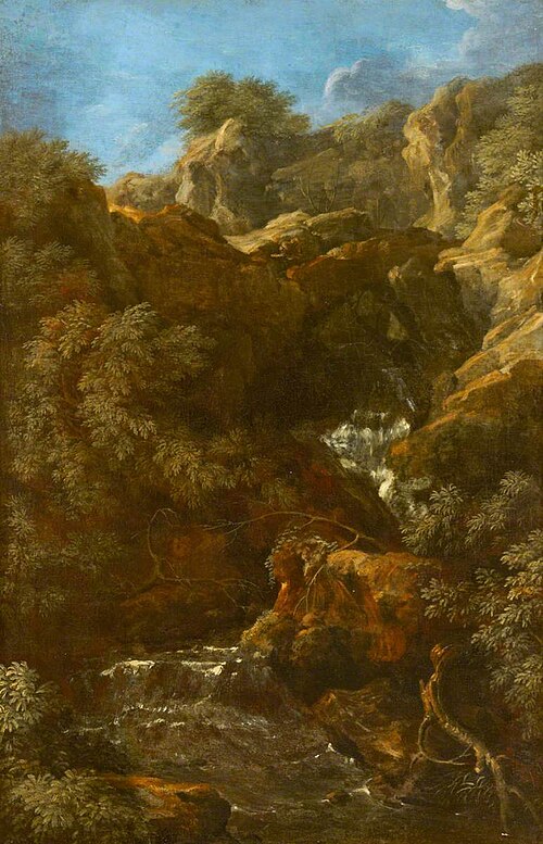 A Waterfall amongst Rocks (possibly Tivoli), 1659, Gaspard Dughet