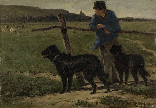 Fermier avec chien, 1870, Émile van Marcke