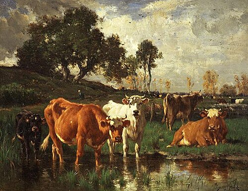 Grazing Cattle, 1858, Émile van Marcke
