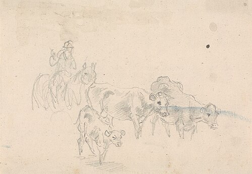 Study of cattle with a calf in foreground, , Sawrey Gilpin