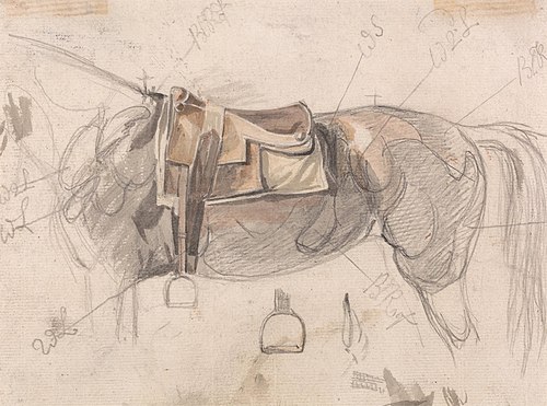 A Racing Saddle on a Horse's Back, With Details of Stirrup, , Sawrey Gilpin