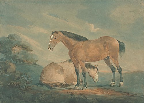 Two Bay Horses in a Landscape, , Sawrey Gilpin