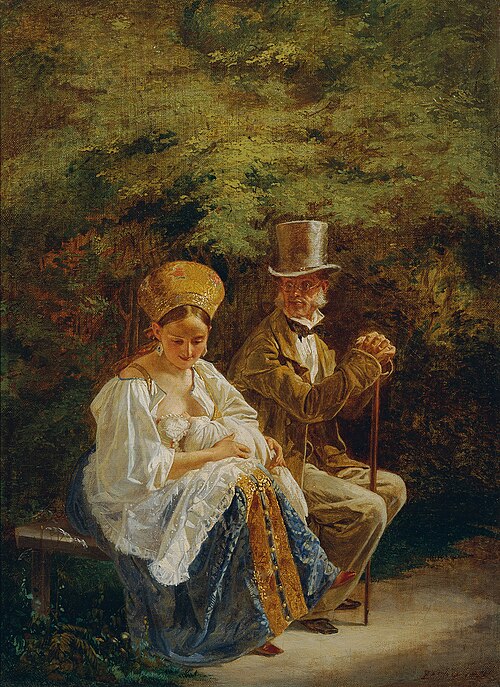 Der alte Hagestolz, 1848, Mihály Zichy