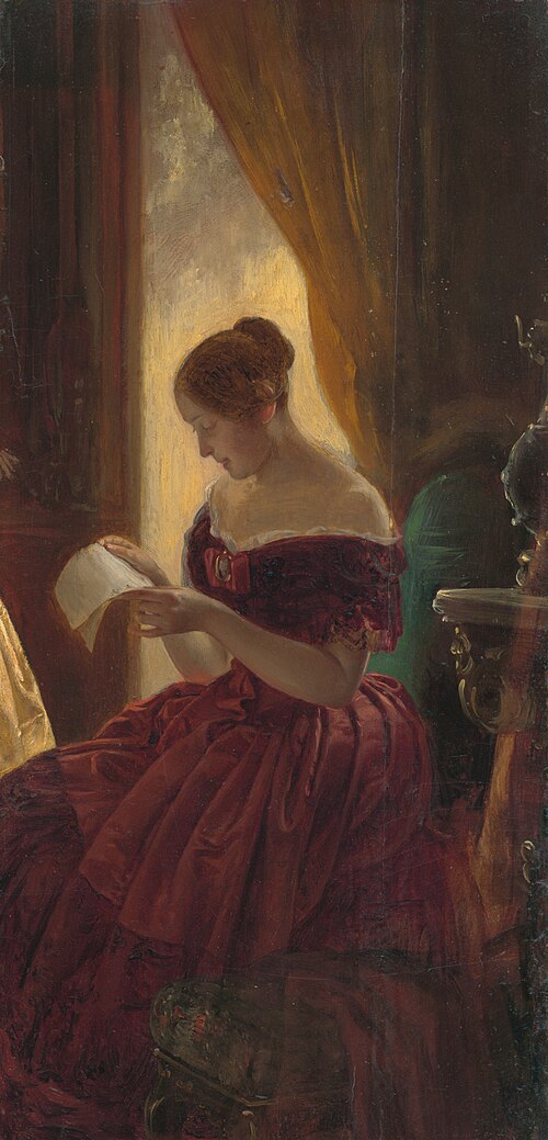 Dáma čítajúca list, 1850, József Borsos