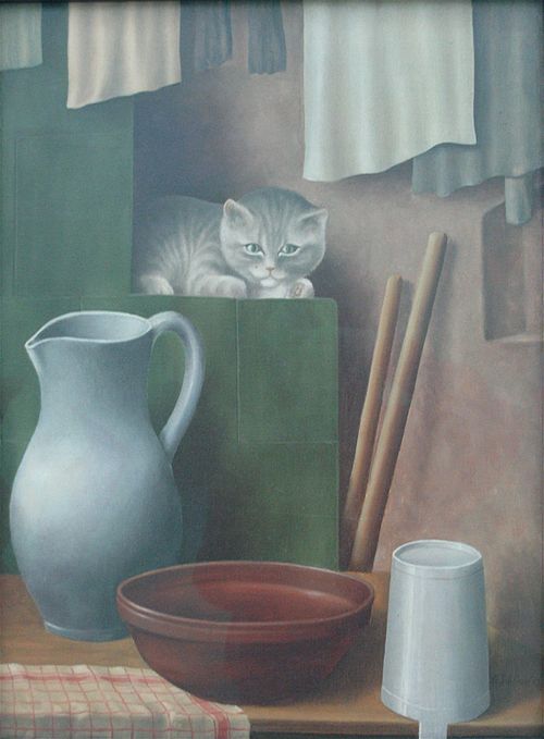 Stilleben mit Katze, 1923, Georg Schrimpf