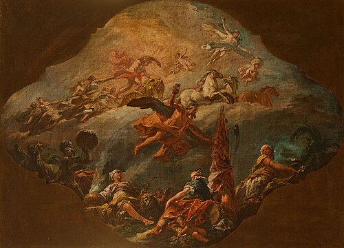 Allegory with Apollo, Chronos and four Continents, , Gaspare Diziani