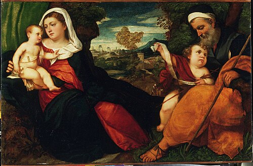 Holy Family in a Landscape, 1525, Bonifazio Veronese