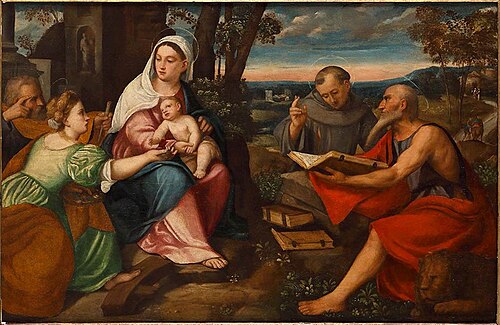 Sainte Famille et Pères de l'Eglise, 1550, Bonifazio Veronese