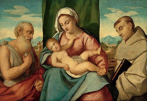 The Madonna and Child with Saints Jerome and Francis of Assisi, 1550, Bonifazio Veronese
