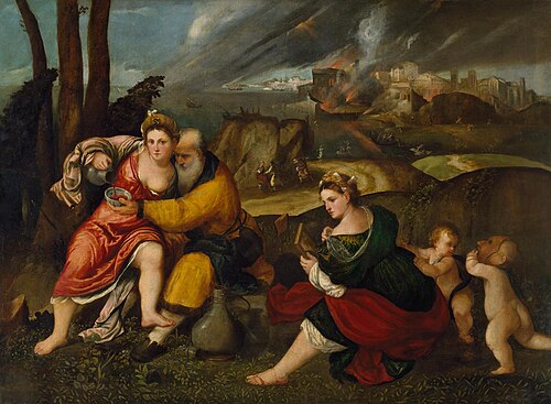 Lot and His Daughters, 1545, Bonifazio Veronese