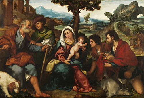L’Adoration des bergers., 1523, Bonifazio Veronese