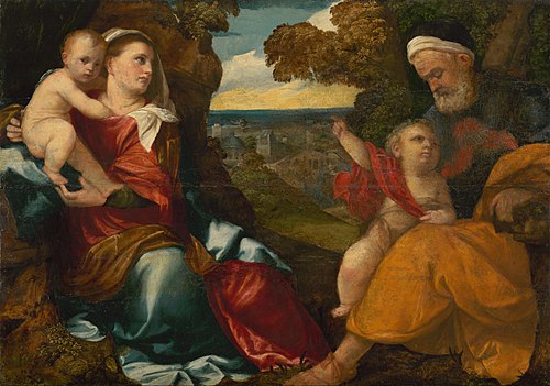 Holy Family with Saint John the Baptist, 1520, Bonifazio Veronese