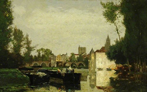A Town on a French River, 1840, Fabius Brest