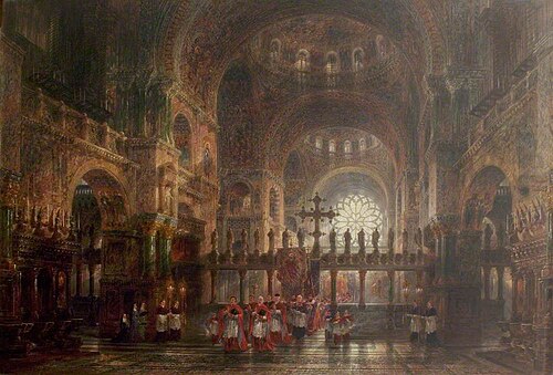 Interior of St Mark's Basilica, Venice, 1877, Wyke Bayliss