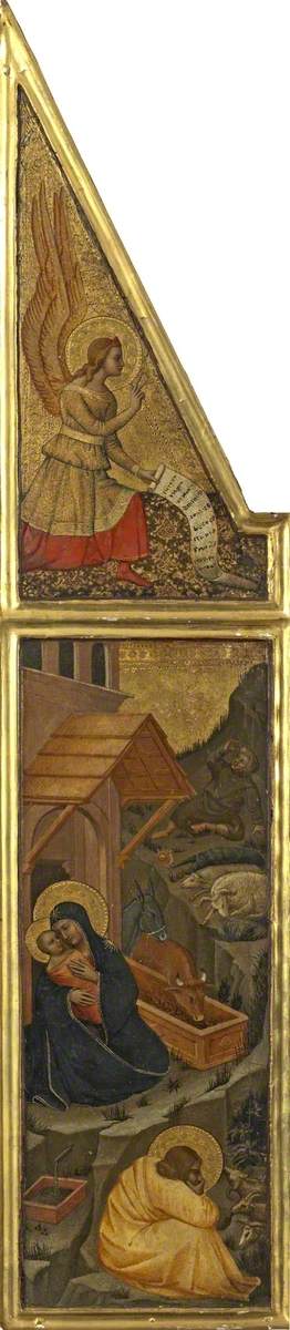 Nativity with Angel of the Annunciation (triptych, left wing), 1350, Nardo di Cione
