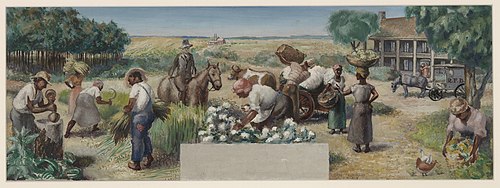 Past and Present Agriculture and Industry of Colleton County (mural study, Walterboro, South Carolin, 1938, Sheffield Kagy