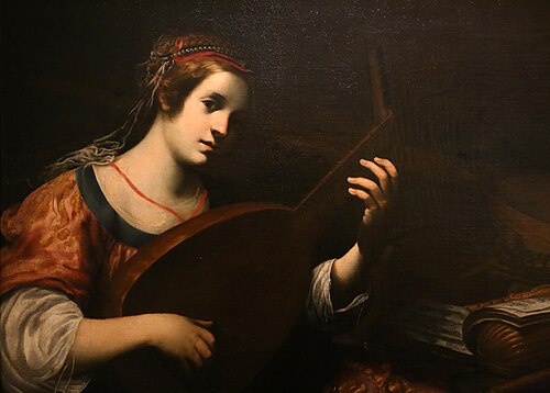 suonatrice di liuto con strumenti musicali, , Astolfo Petrazzi
