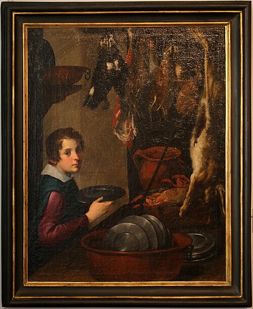 Intérieur de cuisine avec jeune homme, , Astolfo Petrazzi