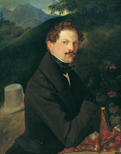 Herrenbildnis in Landschaft, , Johann Nepomuk Geiger