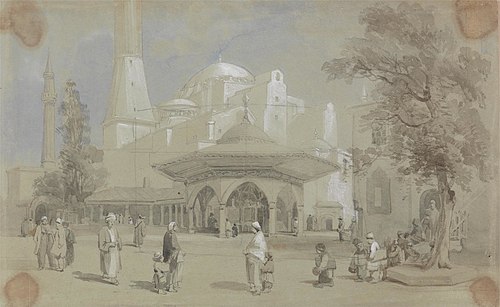 View of Hagia Sophia Mosque and Shadirvan Fountain, Istanbul, , Charles D'Oyly
