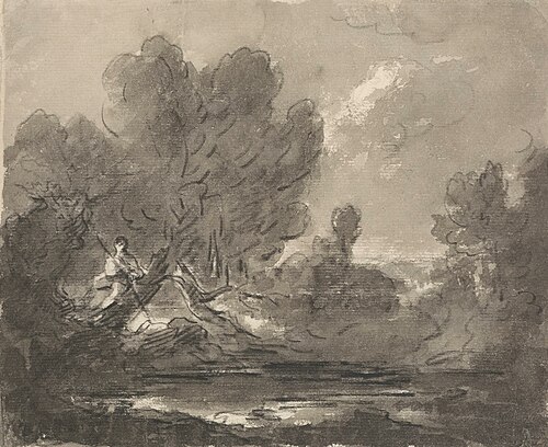 Figure in Tree near Pond, , George Howland Beaumont