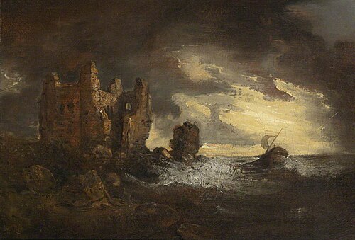 Piel Castle in a Storm, 1805, George Howland Beaumont