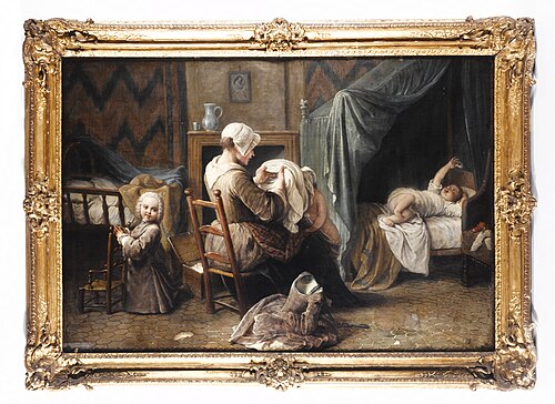 Une chambre où une servante habille des enfants, 1750, Pierre-Louis Dumesnil