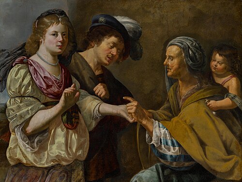 Wahrsagerin mit jungem Paar, 1630, Jan van Bijlert