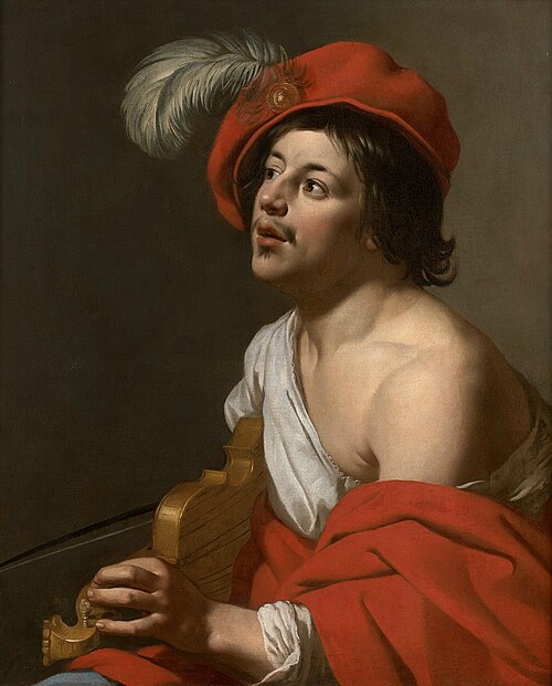Young man tuning his violin, 1630, Jan van Bijlert