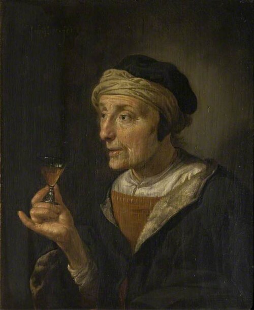 Old Woman with a Glass, , Jan van Bijlert